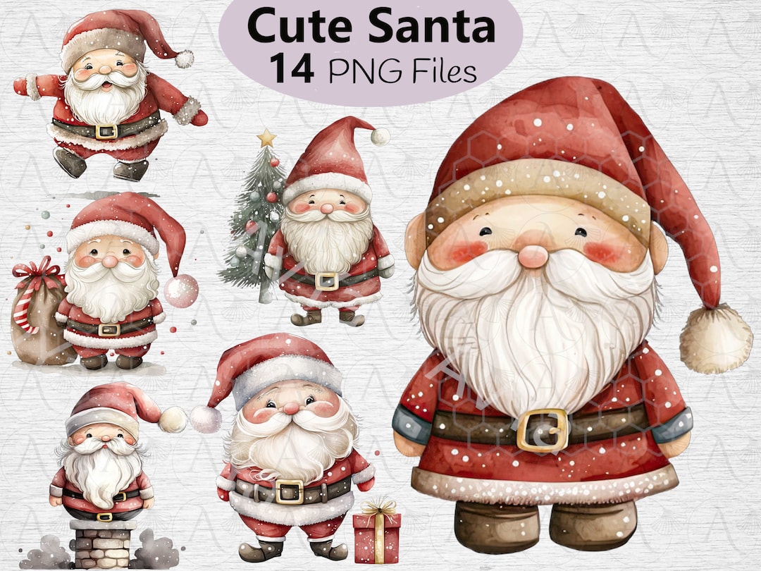 Cute Scandi Santa Claus Clipart Bundle, Satna Claus Clipart, Santa PNG ...