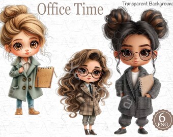 Chic Office Doll Clipart: Sublimation Print, Girl Boss (PNG)