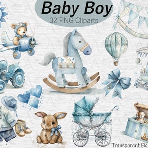 Baby boy clipart, Newborn baby, Nursery clipart,Watercolor Baby decor, Nursery room clipart,It's a boy clipart-Nursery Decor,Baby Shower PNG