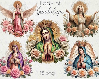 Lady of Guadalupe PNG Clipart: Virgin Mary, Catholic Art (Digital Download)