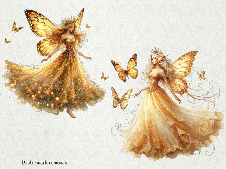 Golden Fairy Clipart Bundle: Enchanted PNG Images (16 Files) - Etsy