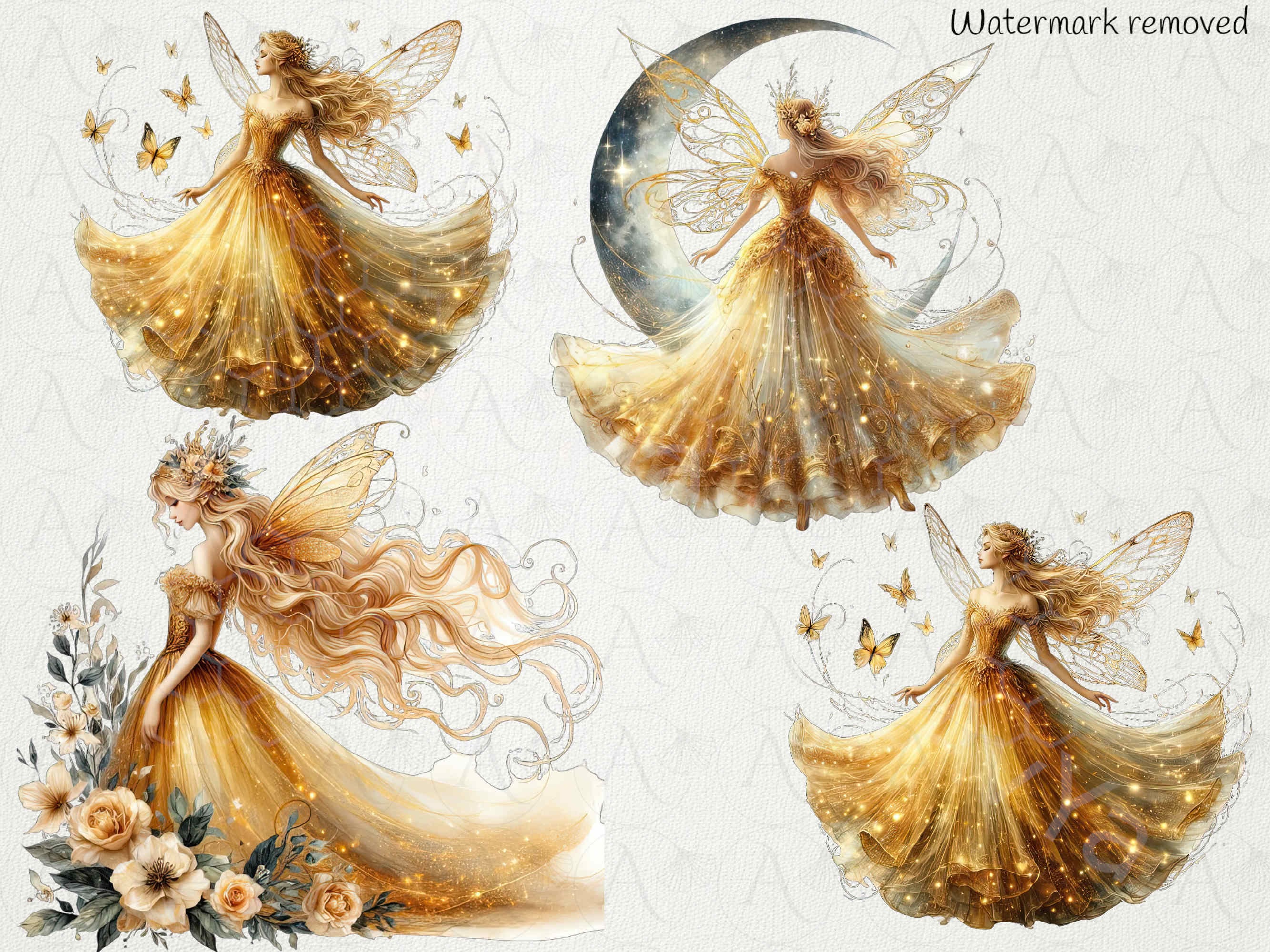 Golden Fairy Clipart Bundle: Enchanted PNG Images (16 Files) - Etsy