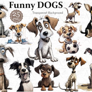 Adorable Funny Dogs Bundle -25 PNG files,  Cute Puppy Clipart , Dog Lover ,Stickers, Digital Prints