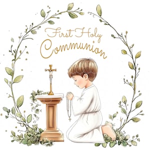 Niño rezando para la primera comunión - Corona de oración bíblica PNG Bautismo cristiano, Clipart religioso, Diseño cristiano, Clipart cristiano