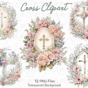 Pack de cliparts croix chrétienne, il est ressuscité, religieux, croix de Pâques, fleurs, église, Pâques, baptême, mariée, croix de mariage