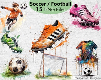 Soccer Clipart , Football PNG bundle - Sports Art Soccer ball and Soccer shoes ,Soccer posters, Football PNG Commercial Use