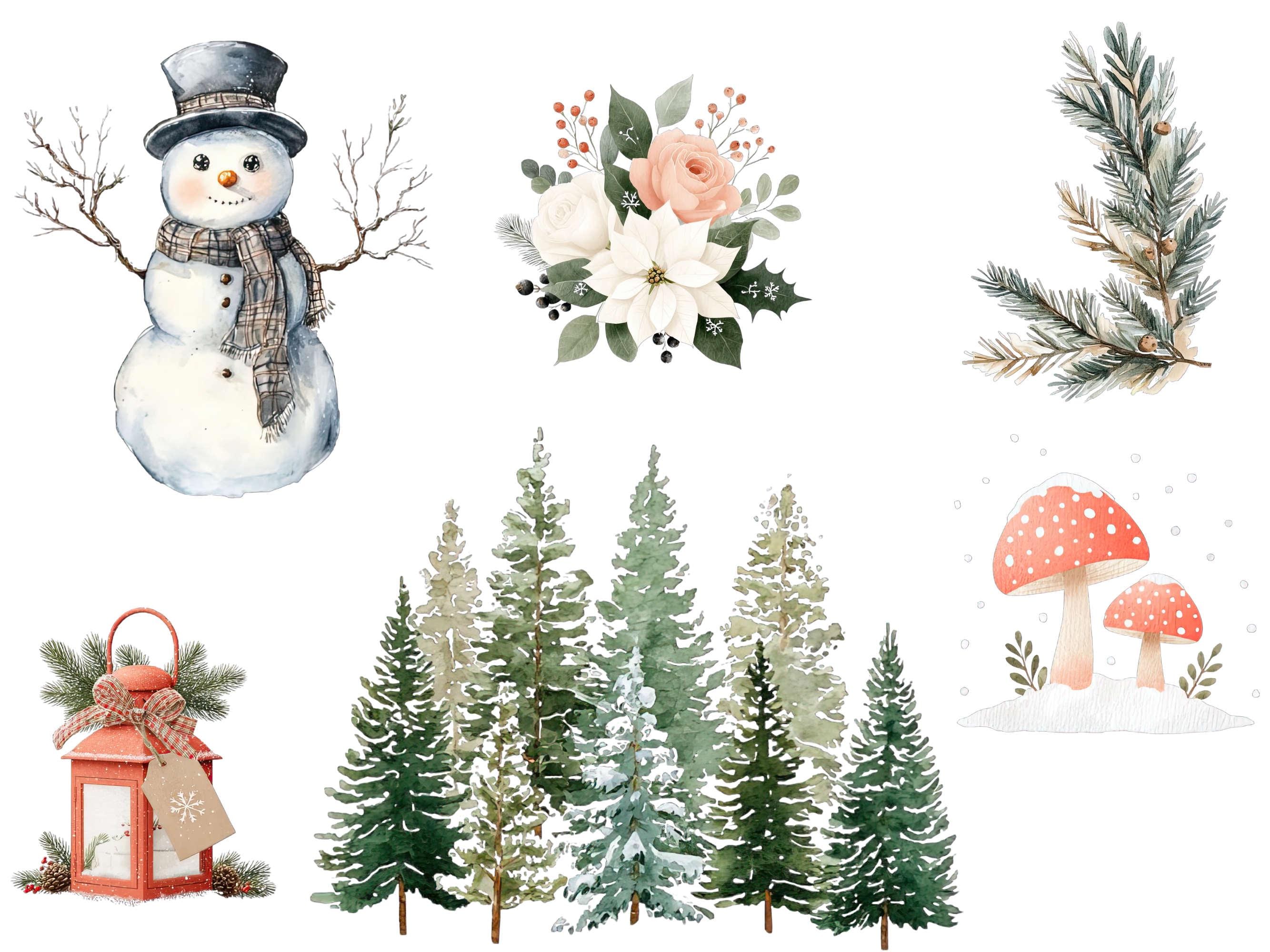 Christmas Woodland Animals Clipart: Winter Cabin, Cozy Creatures ...