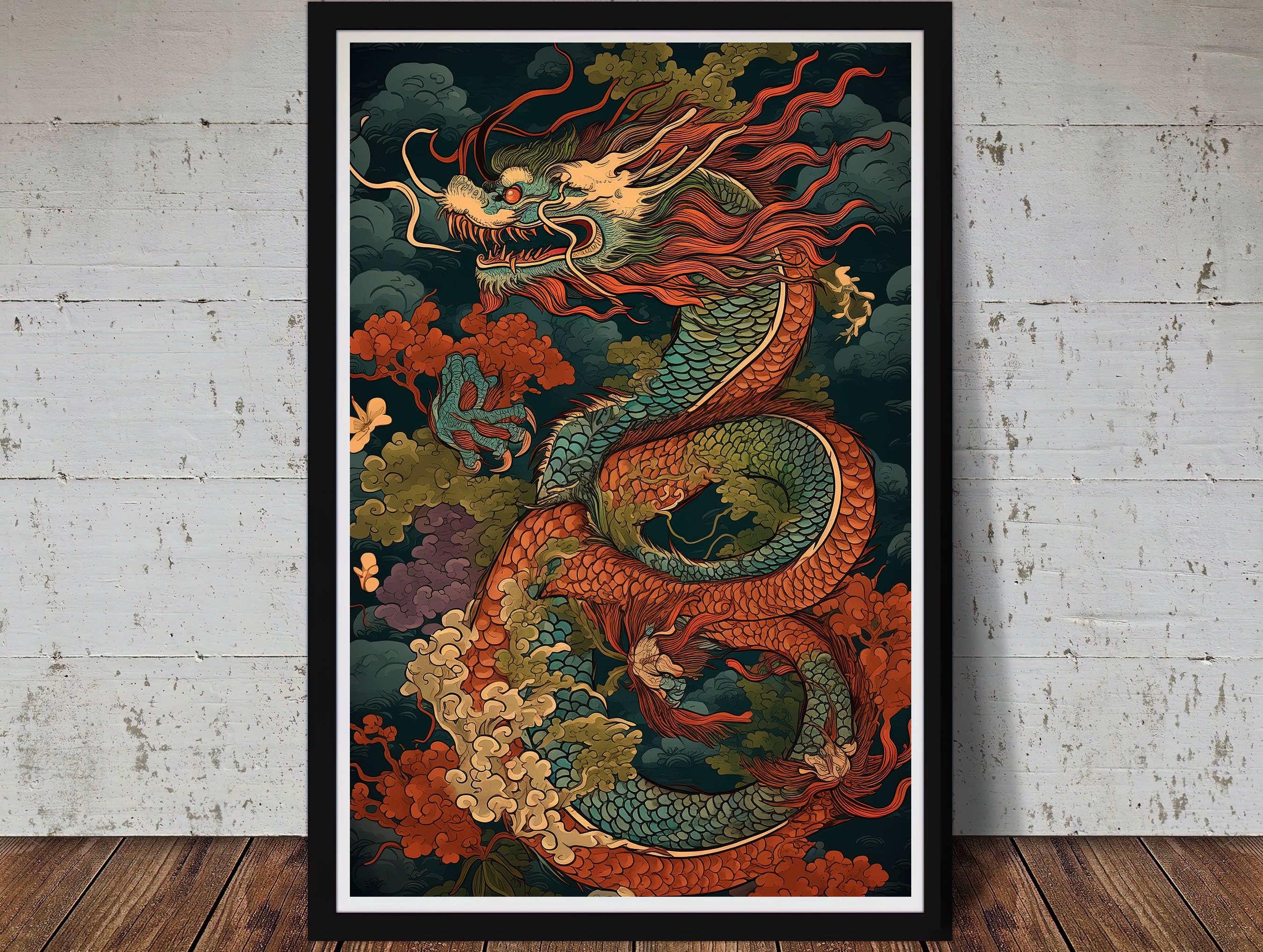 Ukiyoe - P.U.N.K. Amazing Dragon *Modern Graphic Design* Art