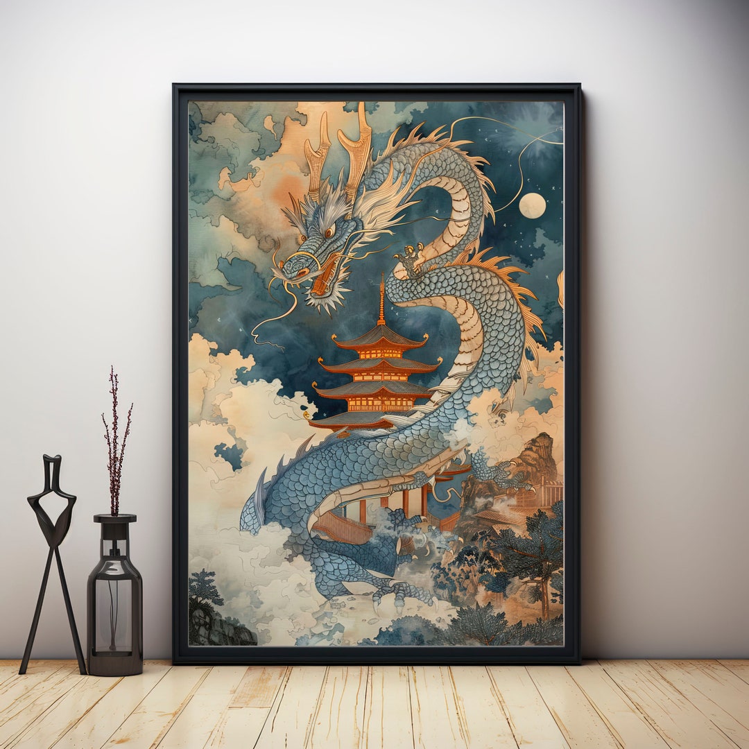 Japanese Dragon Print, Asian Home Decor, Chinese Dragon Print, Dragon Wall Art, Dragon Print ...