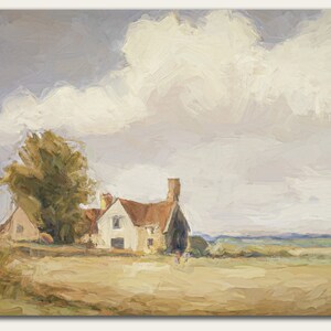 Vintage Style Countryside Farmhouse Landscape Painting/ French Country Cottage Wall Art/ Digital Download/ Printable/Accent Art Studios FH01