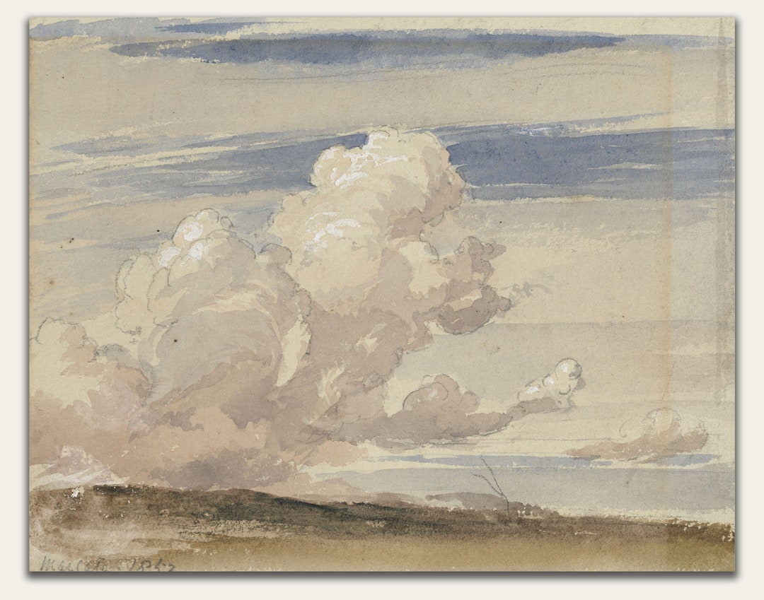 Antique Vintage Painting of Clouds Wall Art/ PRINTABLE and Downloadable ...