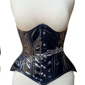 Pvc Steel Boned Heavy Duty Underbust Waspie Black Corset