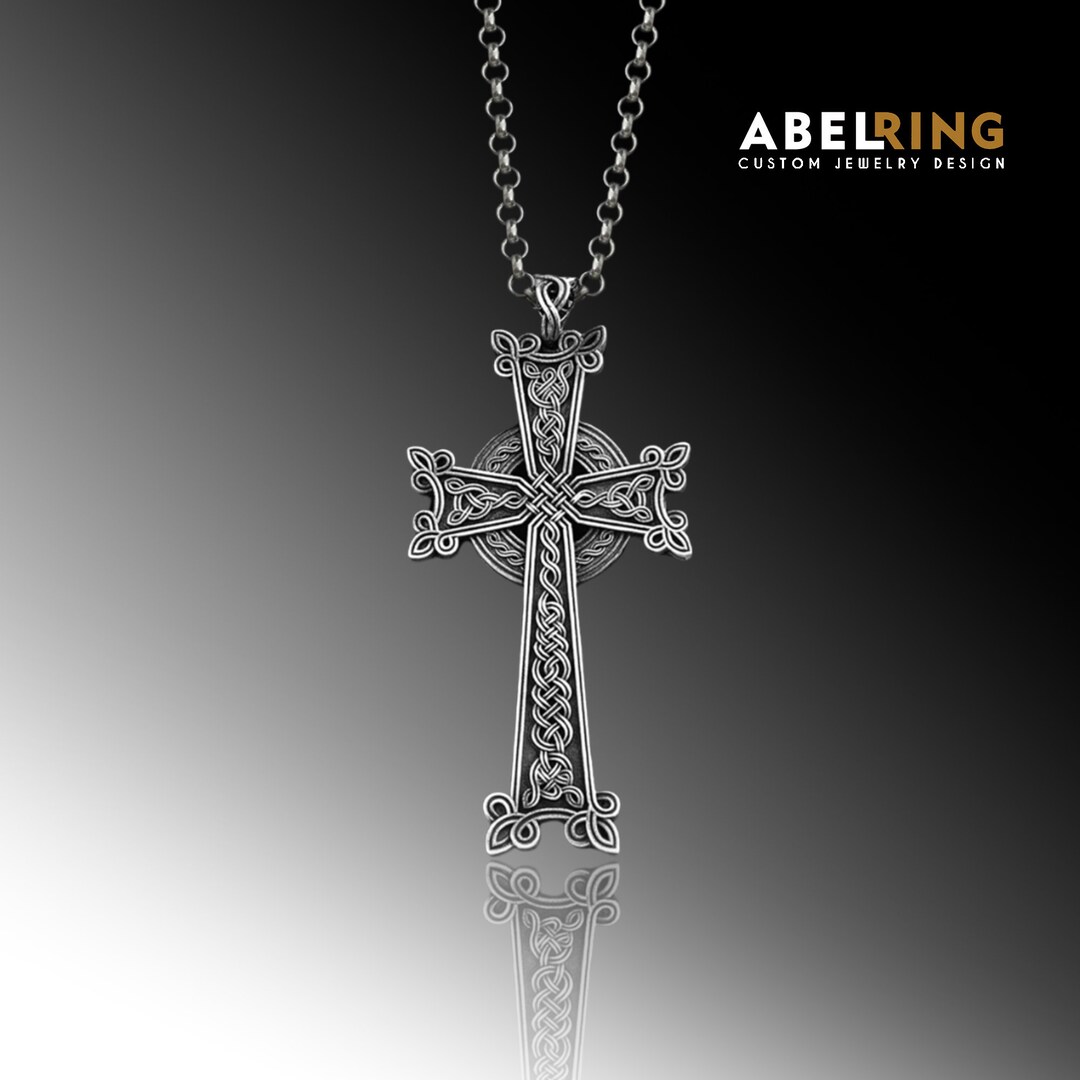 925 Sterling Silver Celtic Cross Charm Necklace, Sacred Celtic Cross ...