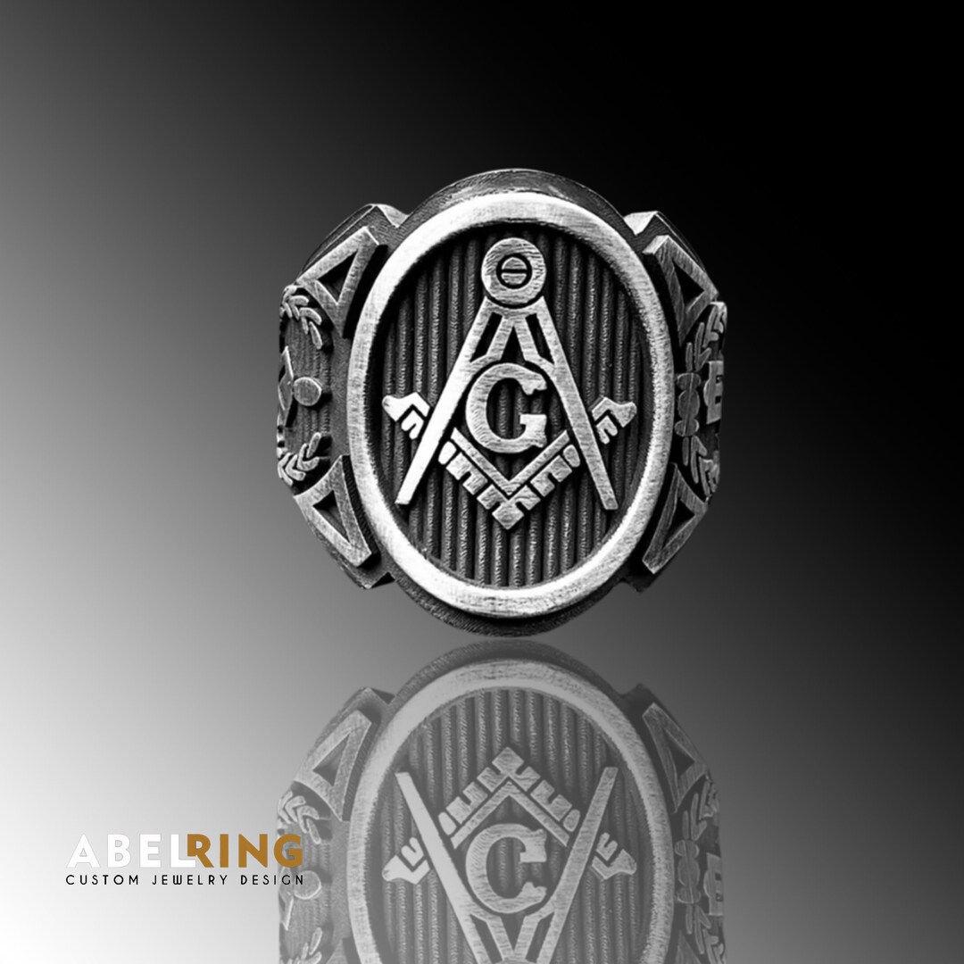 Master Mason Ring for Him Silver Masonic Ring Men Freemason Etsy