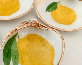 Lemon Shell keepsake gilded clam shell Cape Cod art lemon tree for the cook couple for mom Lemon gift Italy coastal kitchen Amalfi coast
