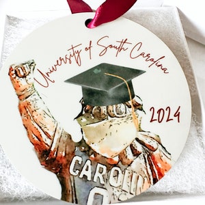 Gamecocks graduate handmade ornament watercolor decor collegiate university of South Carolina gamecocks  football UofSC cocky  room decor