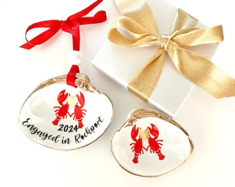 Coastal lobster ornament ring dish trinket nautical keepsake lobster love anniversary Maine New England  Beach wedding engagement nautical