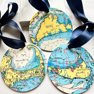 Cape Cod map ornament navigational Boater gift nantucket Marthas Vinetard coastal cape cod chart print cape cod bay gift for Dad boat gift