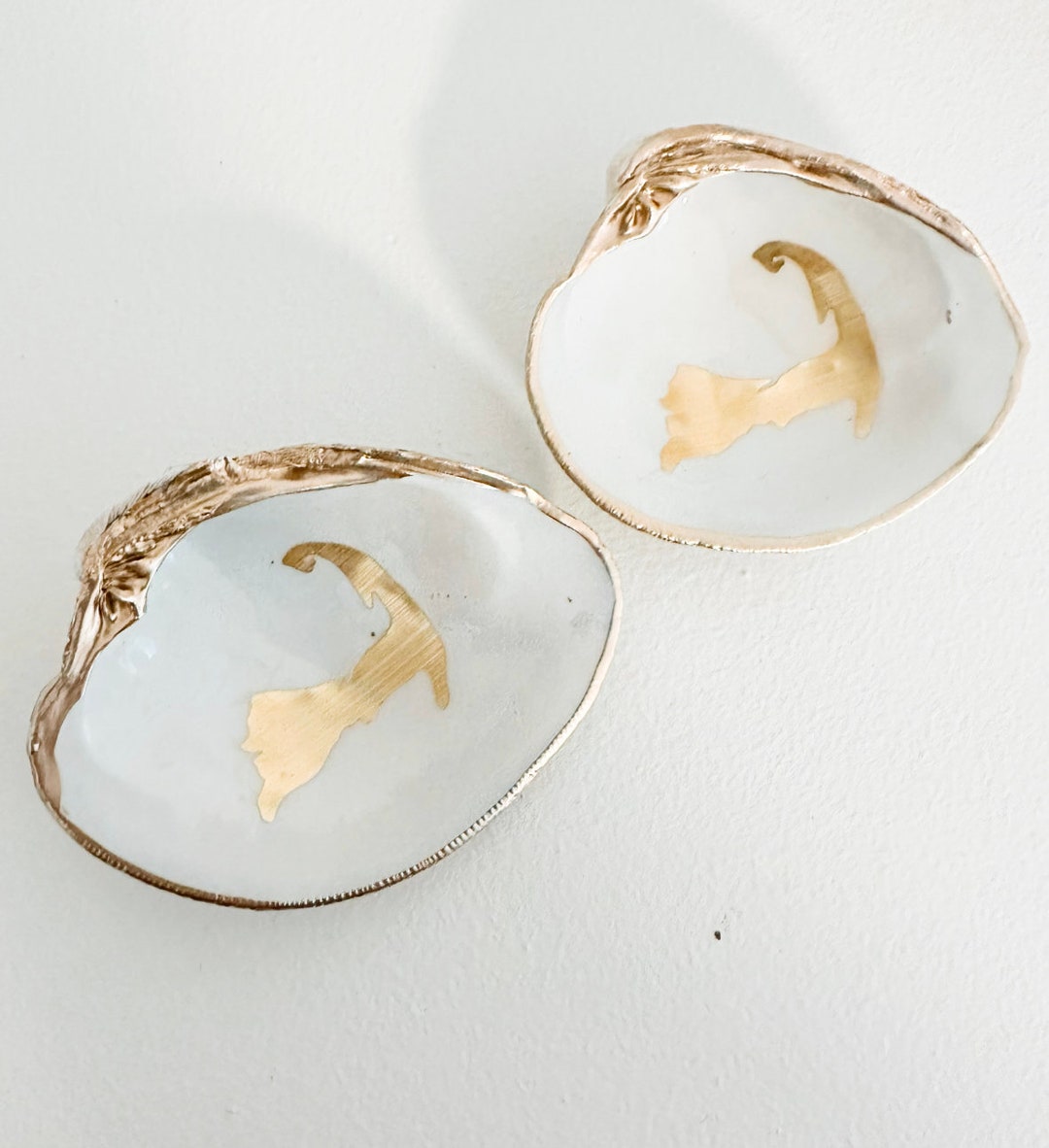 Cape Cod Gilded Quahog Shell With Elegant Gold Logo, Coastal Beach