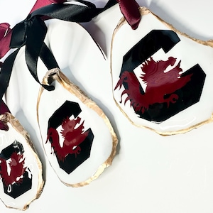 Gamecocks handmade ornament shell decor hang tag collegiate university of South Carolina gamecocks  UofSC cocky car ornament room decor