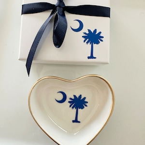 Palmetto tree trinket dish coastal vibes South Carolina pride Charleston Flag Gift Ring dish personalized gift wedding something blue