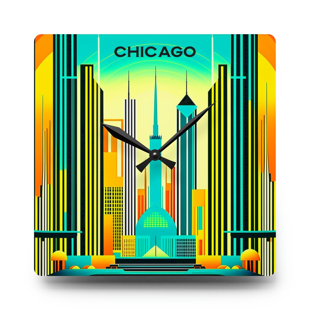 UNIQUE WALL CLOCK Chicago Wall Clock Colorful Wall Clock Etsy