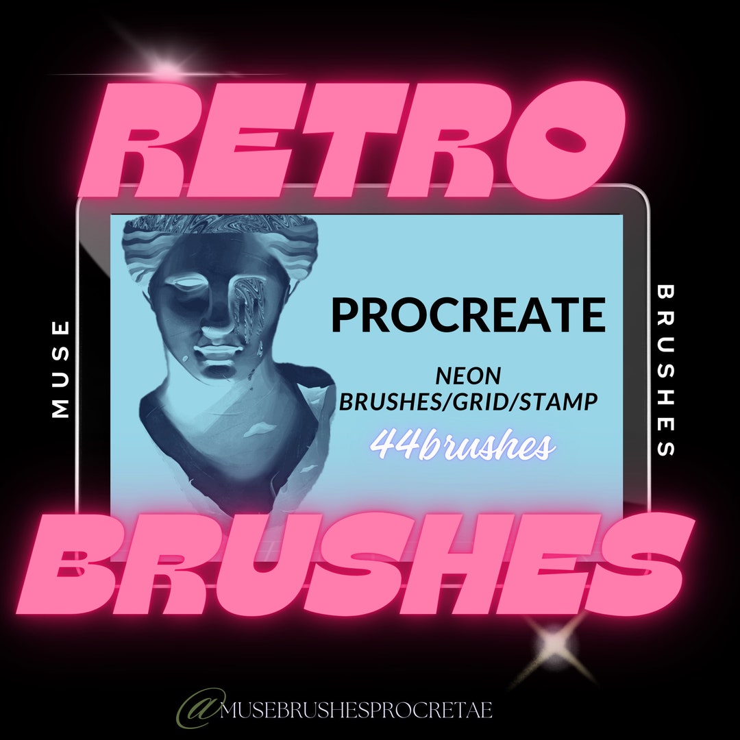 Retro VHS Brushes Set for Procreate, Glitch Brushes, Vhs Brushes, Camera Viewfinder Stamp, Neon