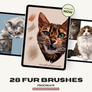 28 Procreate Realistic Fur Brush, Animal Hair Brushes for Procreate , Animal Fur Brush, Fluffy Brushes, Fur Texture Brushes