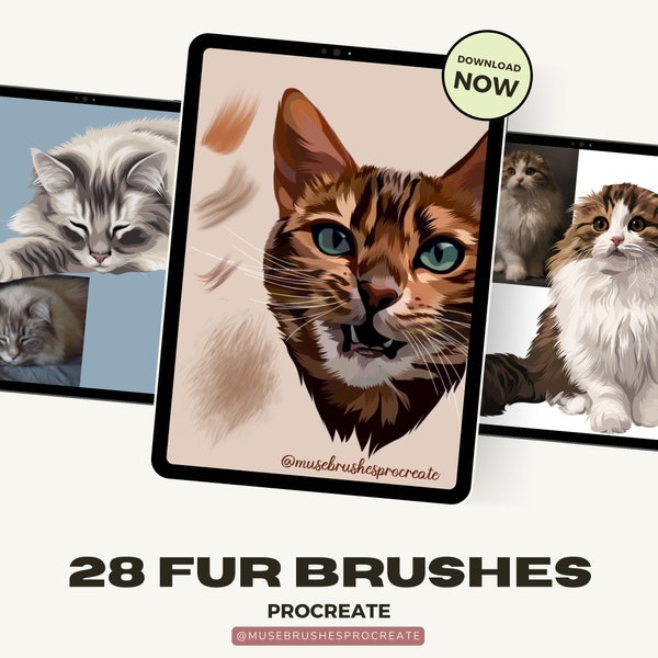 28 Procreate Realistic Fur Brush, Animal Hair Brushes for Procreate , Animal Fur Brush, Fluffy Brushes, Fur Texture Brushes