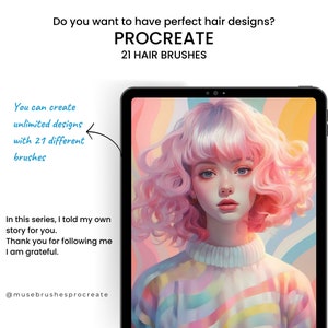 21 Procreate escovas de cabelo, procreate tranças, procreate escovas de cabelo, cabelos cacheados selos procreate, procreate cabelo anime, carimbo de cabelo realista