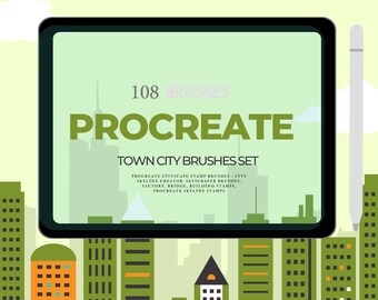 108 Procreate Town Cityscape Stamp Brushes (Digital Download)