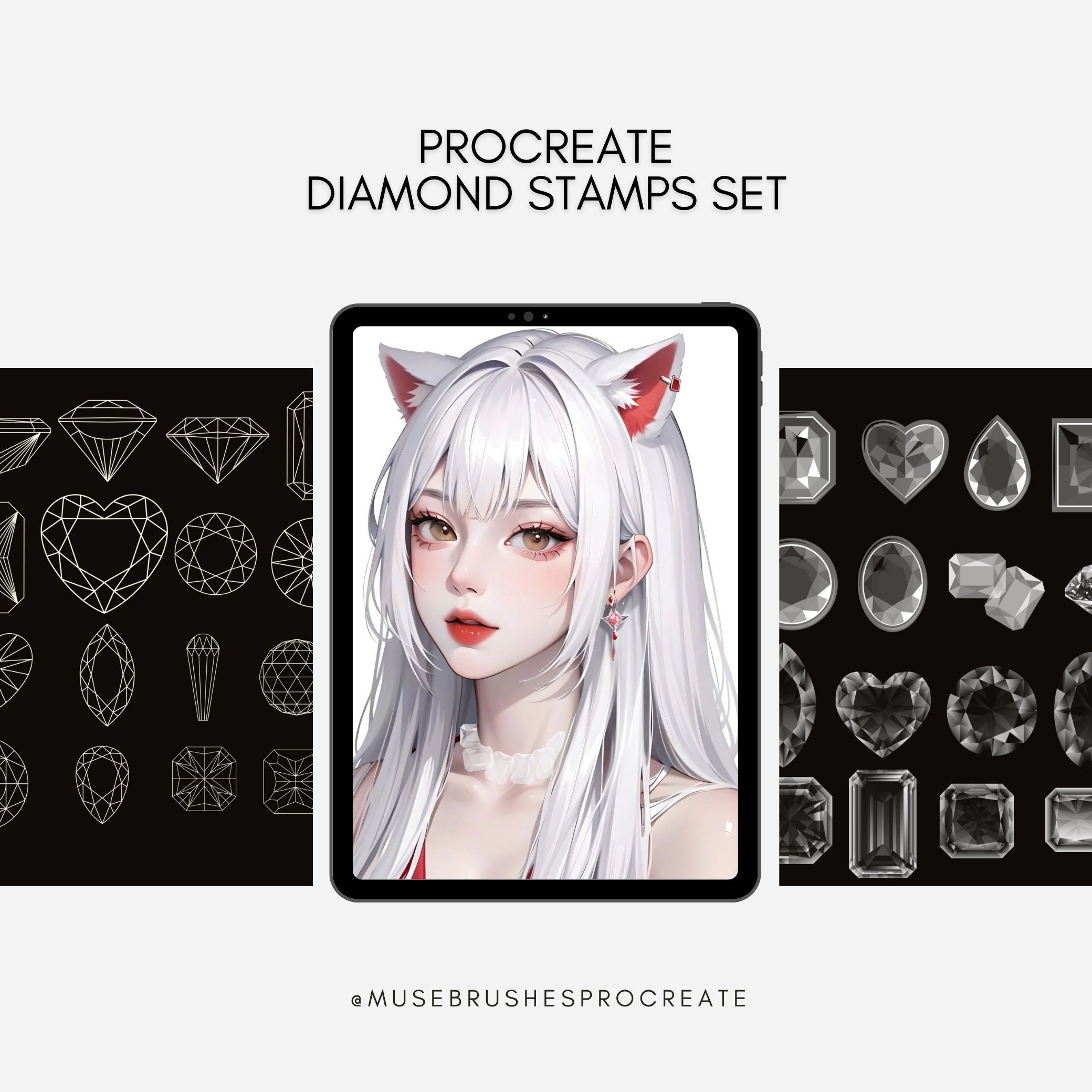 Diamond Procreate Brushes â Realistic Jewelry Brush Set for Sparkle, Gems & Luxury Effects