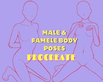 Procreate Body Poses Stamps | Male & Female Figure Drawing (Digital Download)