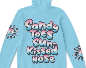 NeonDreamers Sandy Toes Hoodie - Y2K Beach Hoodie - Retro Surf Style For A Cool Casual Look