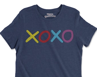 XOXO Valentines Women's T-Shirt - 3D Puff Design Ladies Short Sleeve Shirt