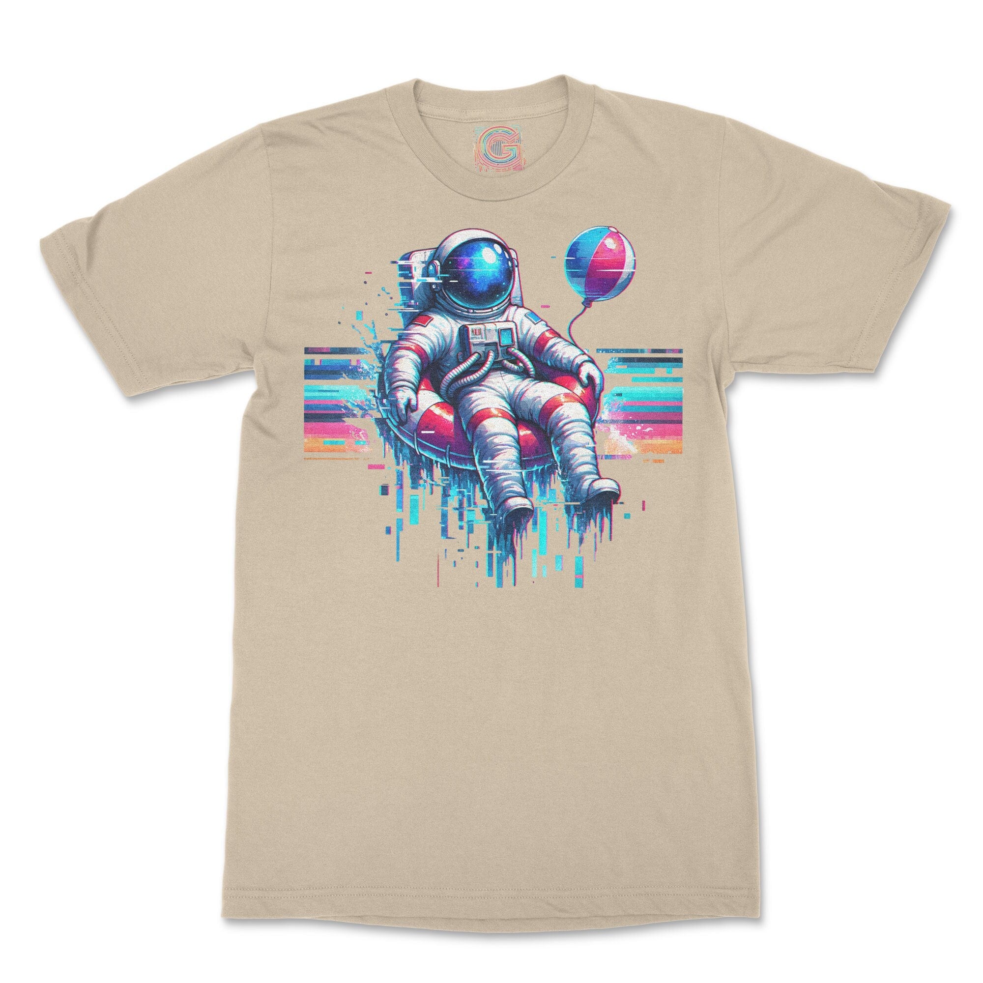 Spaceman Poolside T-shirt: Neon Glitch Graphic Design - Etsy