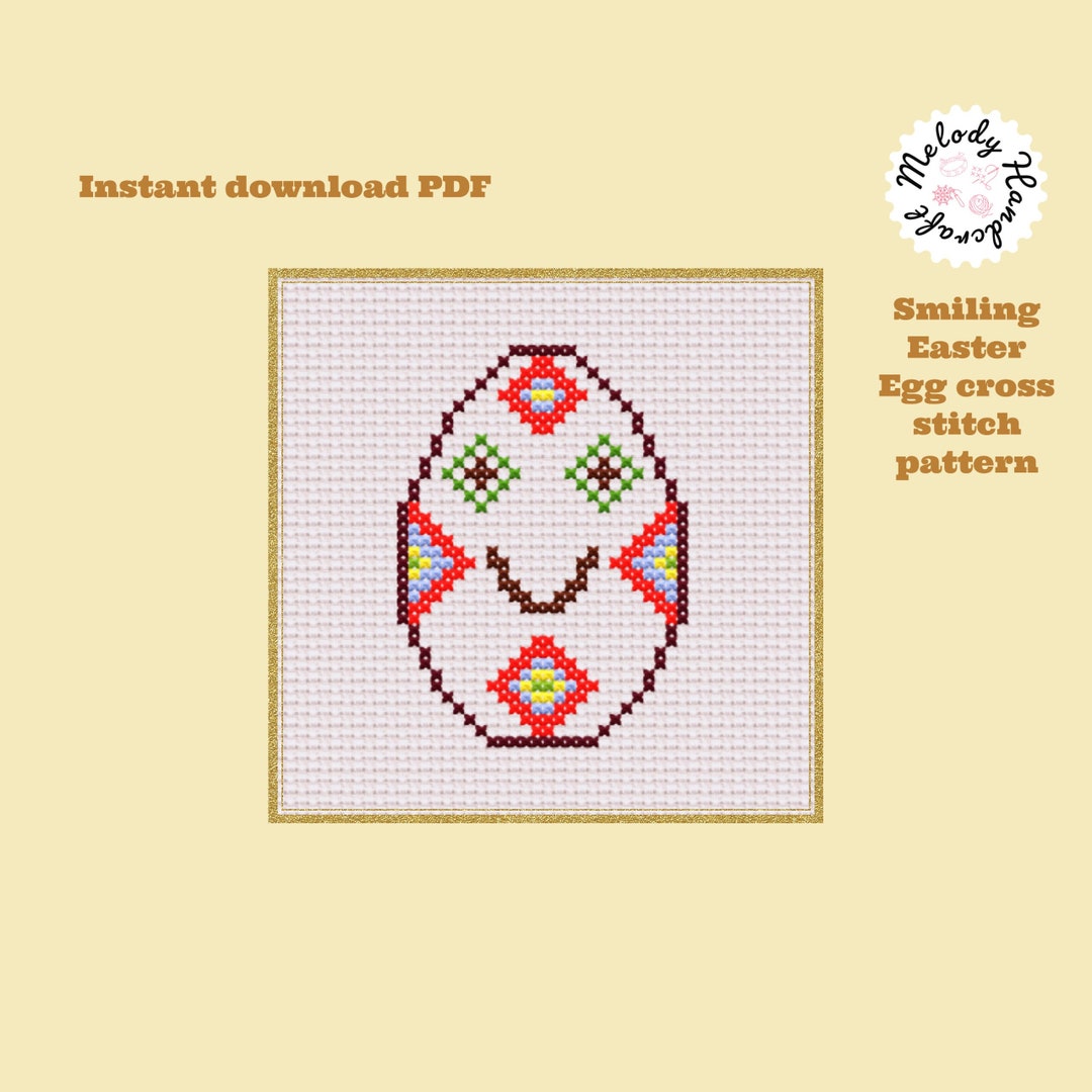 Smiling Easter Egg Cross Stitch Pattern PDF - Instant Download - Etsy