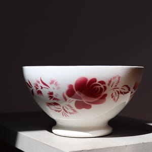 Large antique red coffee bowl – Digoin model 9334 – French coffee bowl for breakfast