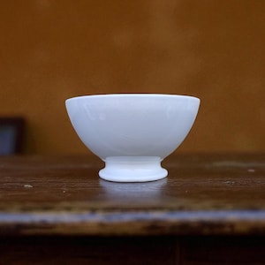 Large White Gien Earthenware Bowl 13.5cm (5.3&quot;) French Antique Coffee Bowl