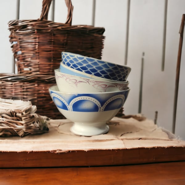 Très ancien bol français Digoin/Sarreguemines – French bowl - Country Decor – Kitchen Cuisine Chic - Shabby chic