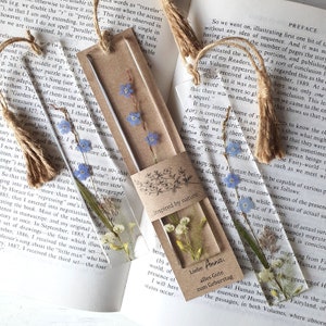 Personalized resin bookmark. Forget-me-not flowers. Graduation Gifts. Birthday present. Mothers day gift. Anniversary gift.