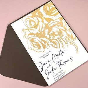 Invitaciones de boda ROSE / Invitaciones de boda elegantes / Tarjeta de tinta negra