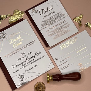 Invitations élégantes | Ensemble d'invitations de mariage | | RSVP| Faire-part