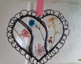 Heart Suncatcher in Glass & Florals