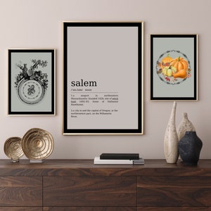 Halloween Gallery Wall Art set of 5 Digital Prints, Salem definition, Halloween definitions, Witchy spells decoration collage prints.