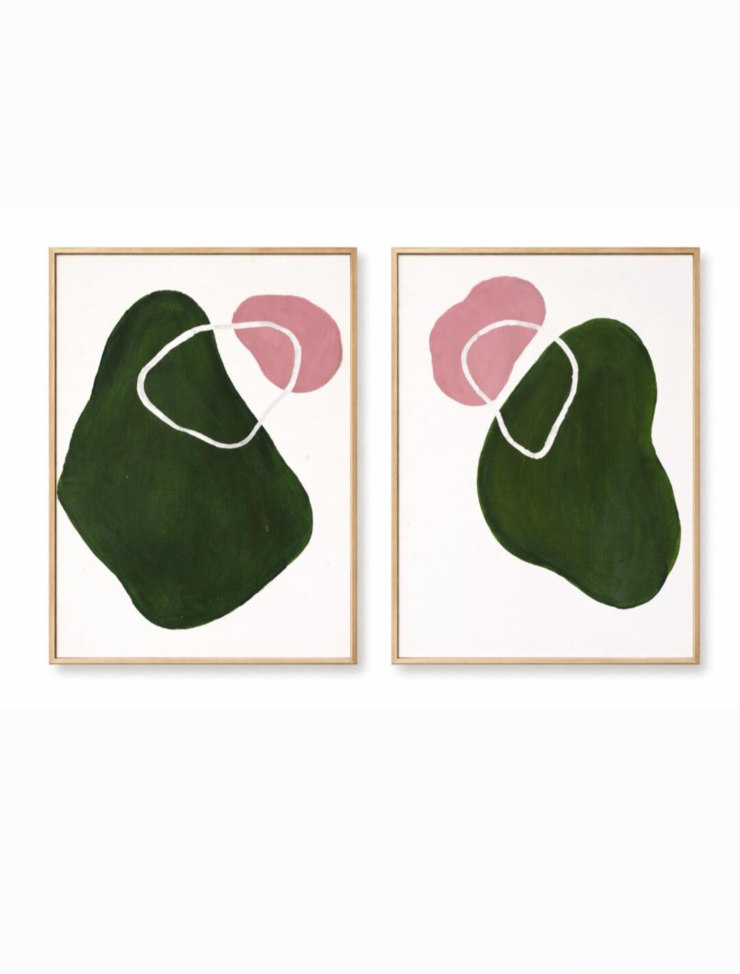 Minimalist Abstract Wall Art Print Green Pink Modern Decor - Etsy