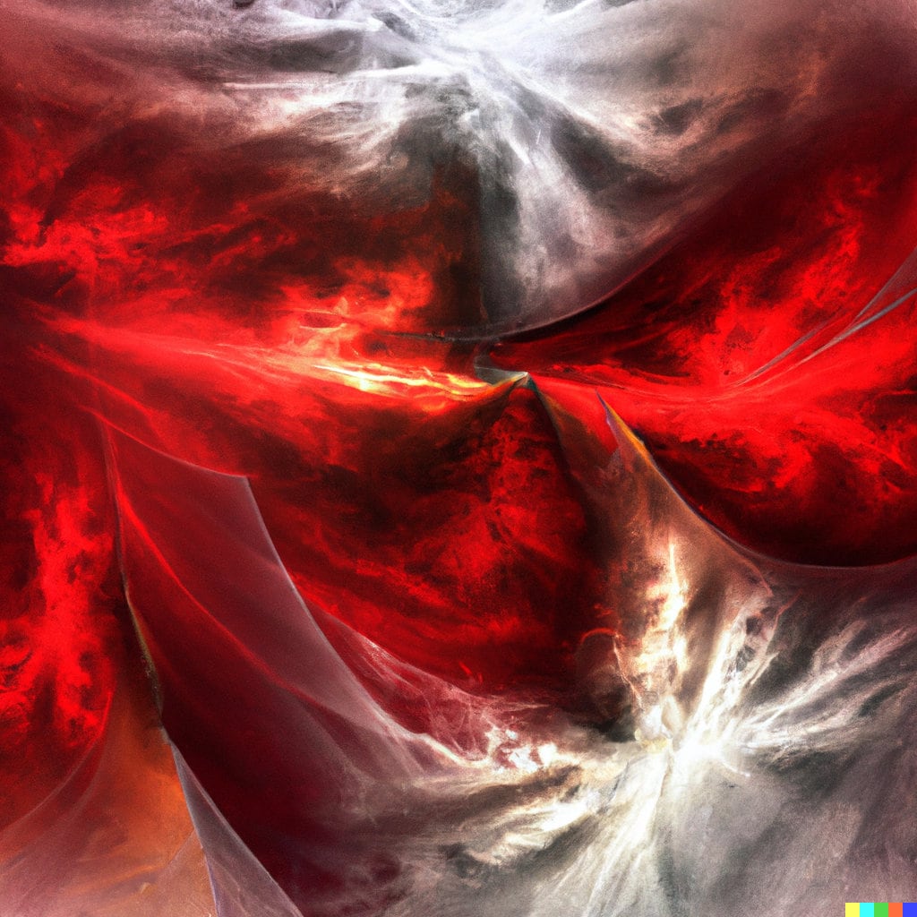 Fractal Abstract Canvas Wall Art, Red White Smoke Texture Abstract
