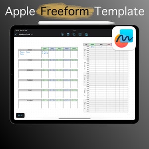 Apple Freeform Template, Workout Fitness Tracker, Weight Tracker, iPad iPhone, Transparent Background, Instant Download, Digital Download