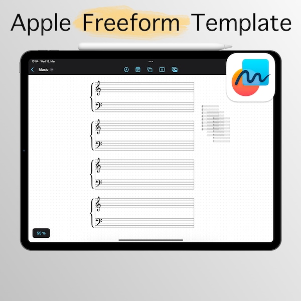 Apple Freeform Template, iPad iPhone Music Sheets, Transparent Background, Instant Download, Digital Download