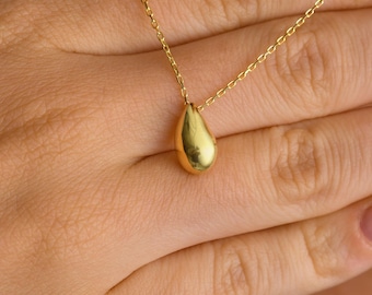Collar con colgante de lágrima de oro de 14 quilates: joyería minimalista y delicada